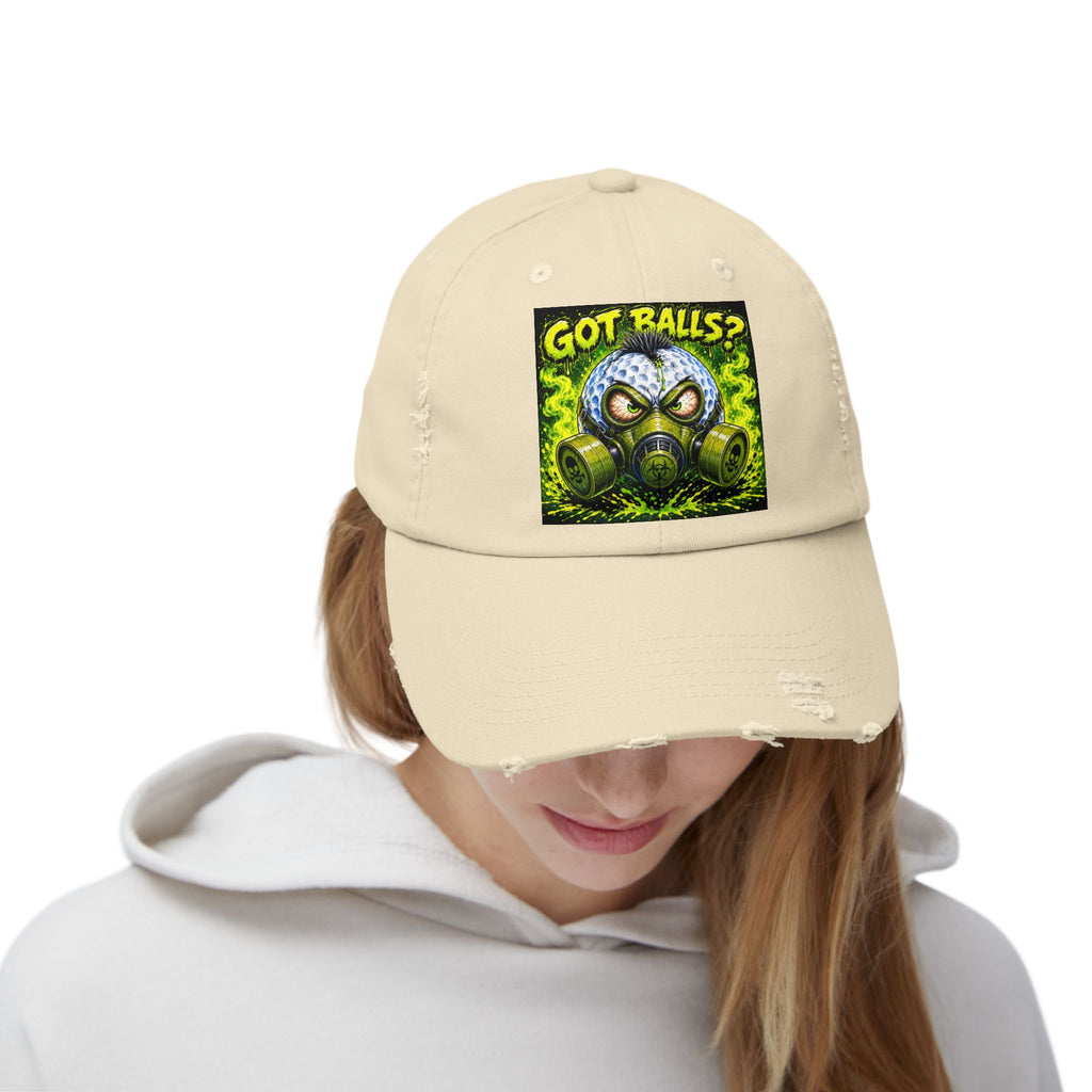 Gas Mask Golf Ball – Golf Madness Distressed Dad Hat