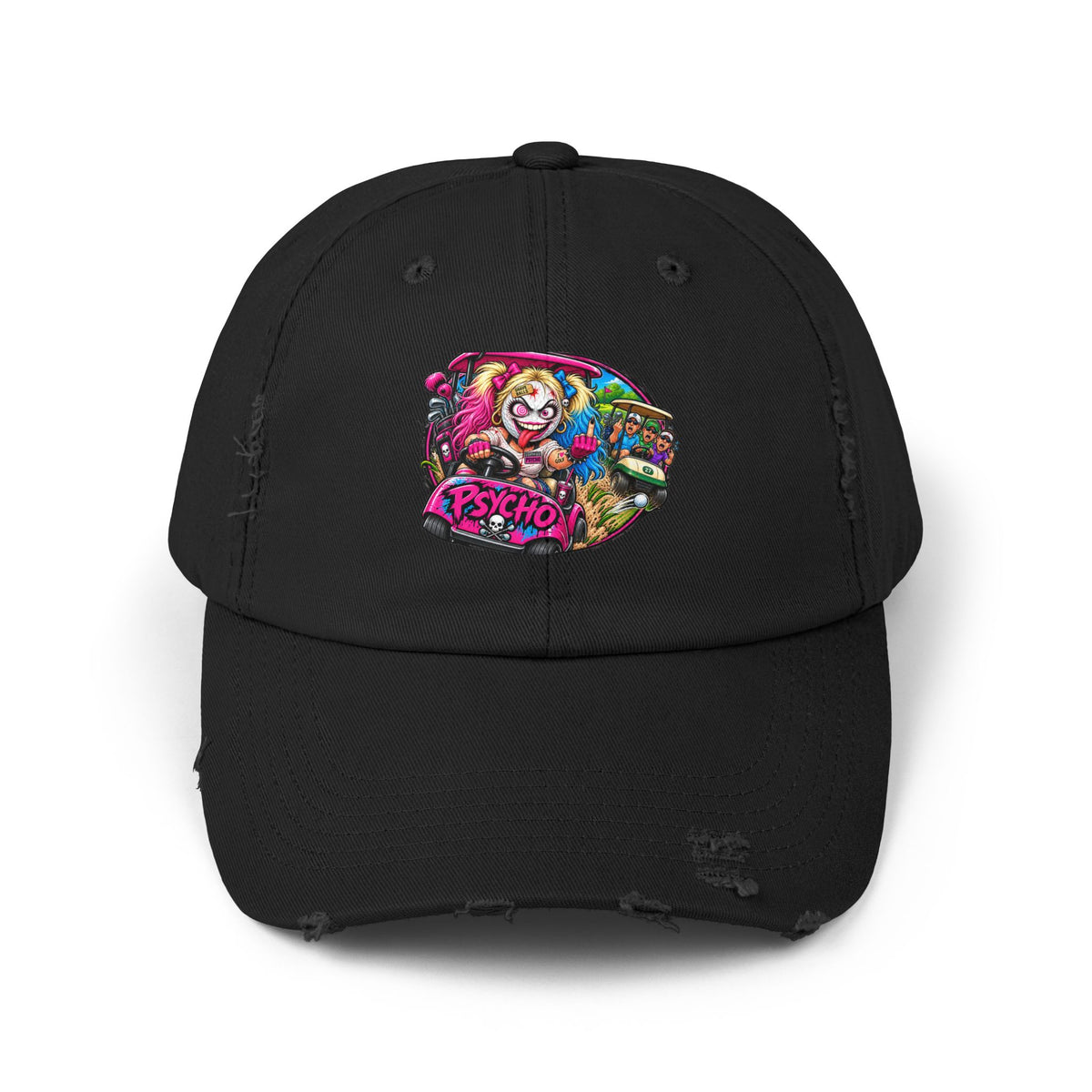 Psycho Cart Driver Golf Ball – Golf Madness Distressed Dad Hat