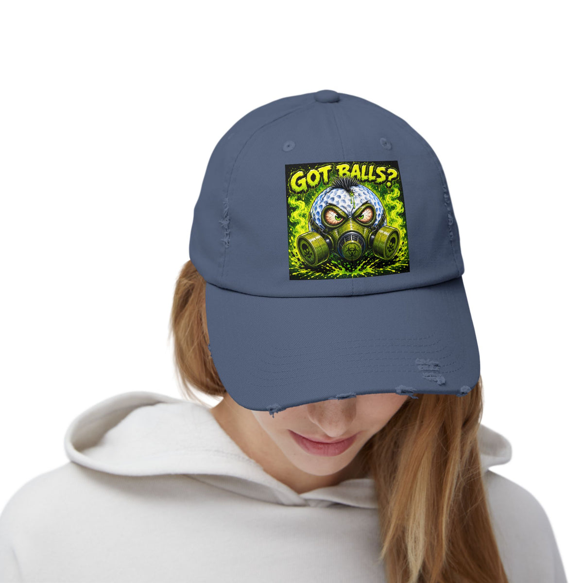 Gas Mask Golf Ball – Golf Madness Distressed Dad Hat