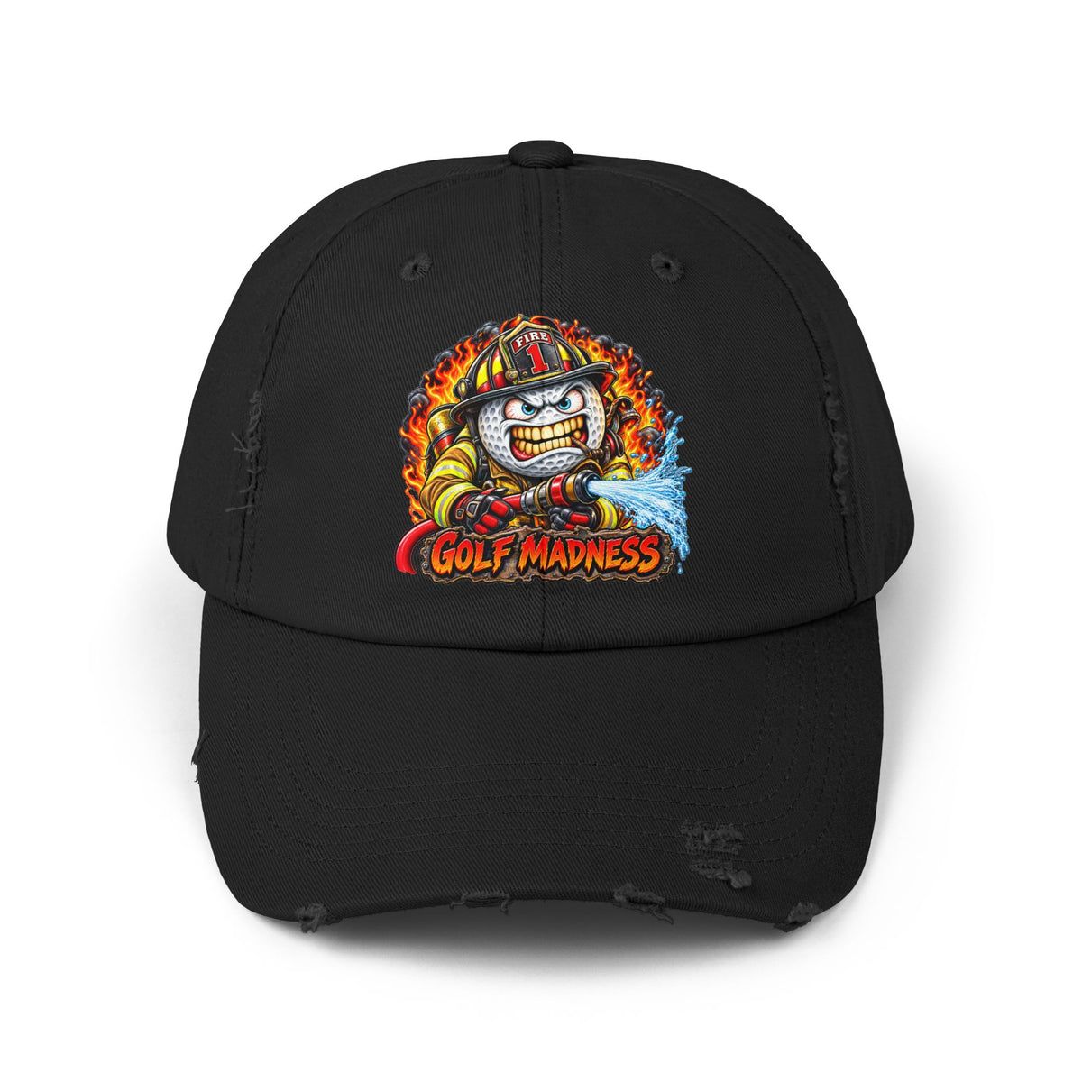 Firefighter Golf Ball – Golf Madness Distressed Dad Hat