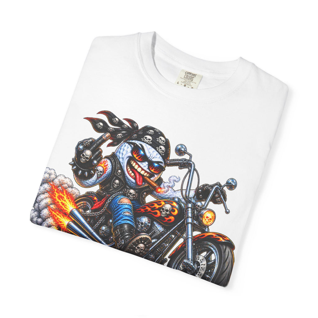 Golf Madness – Biker Golf Ball T-Shirt 🏍️
