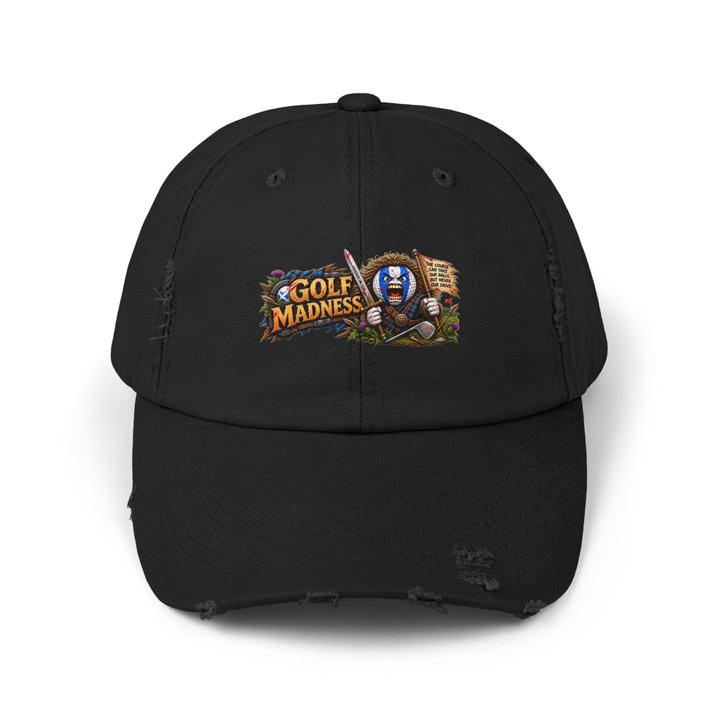 Highland Warrior Golf Ball Horizontal Edition – Golf Madness Distressed Dad Hat