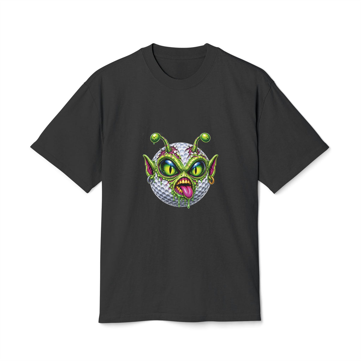 Alien Face Golf Ball – Golf Madness Heavy Faded T-Shirt