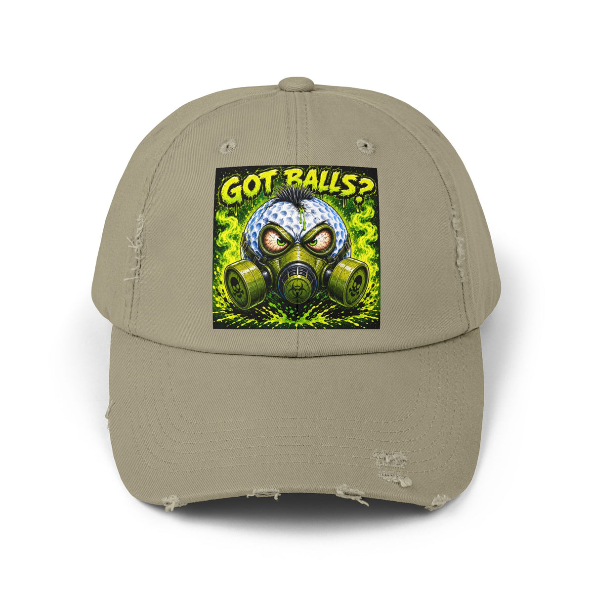 Gas Mask Golf Ball – Golf Madness Distressed Dad Hat