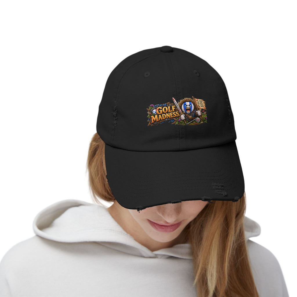 Highland Warrior Golf Ball Horizontal Edition – Golf Madness Distressed Dad Hat