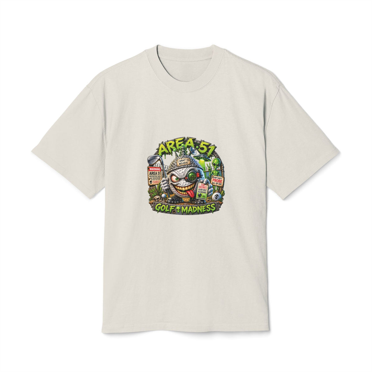 Alien Golf Ball – Golf Madness Heavy Faded T-Shirt