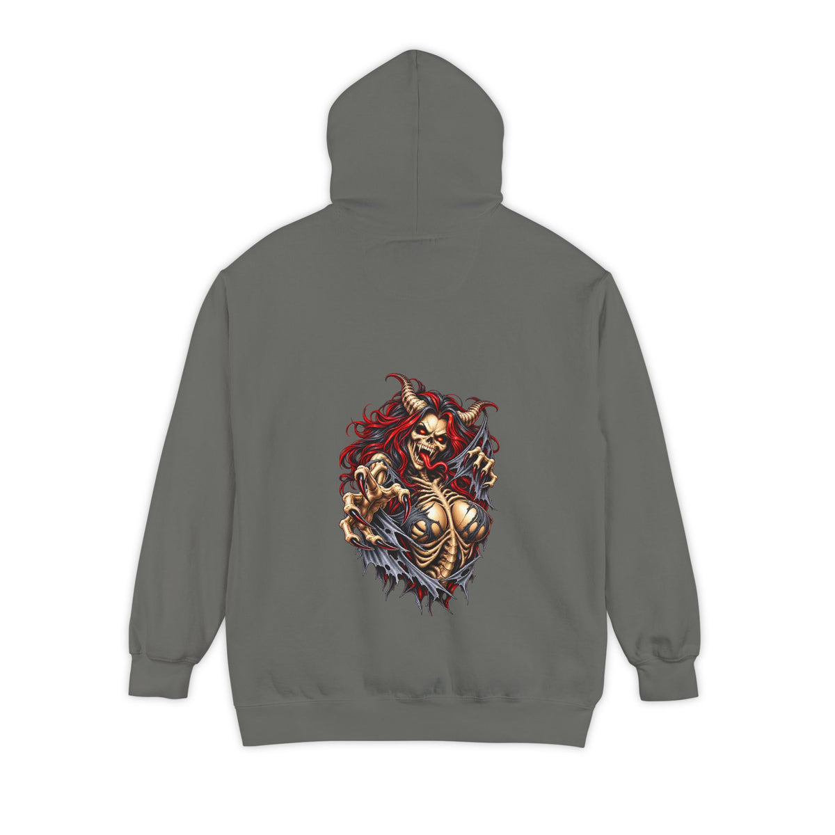 Skeleton Demon Girl Breakout – Total Madness Garment-Dyed Pullover Hoodie
