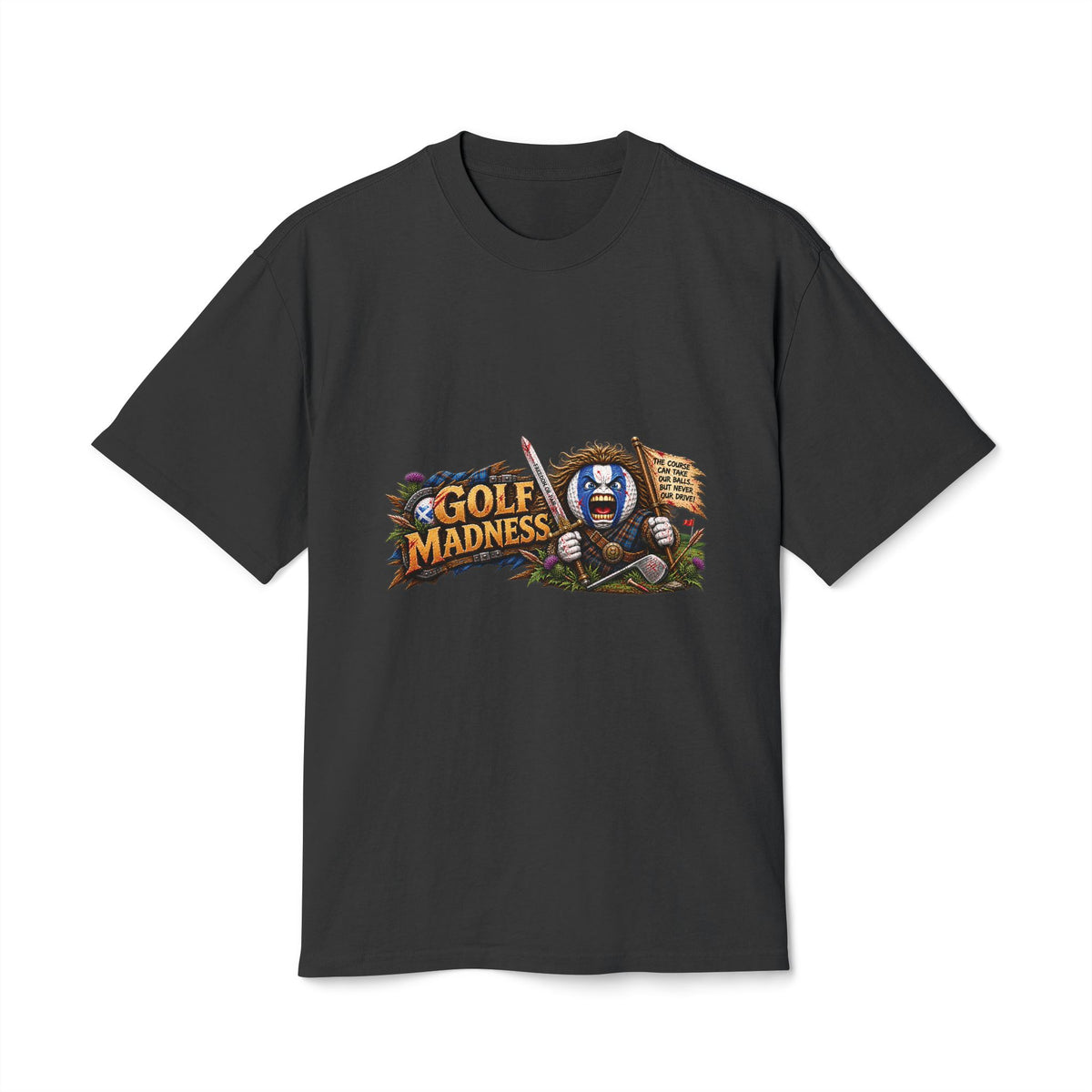 Highland Warrior Golf Ball Horizontal Edition – Golf Madness Heavy Faded T-Shirt