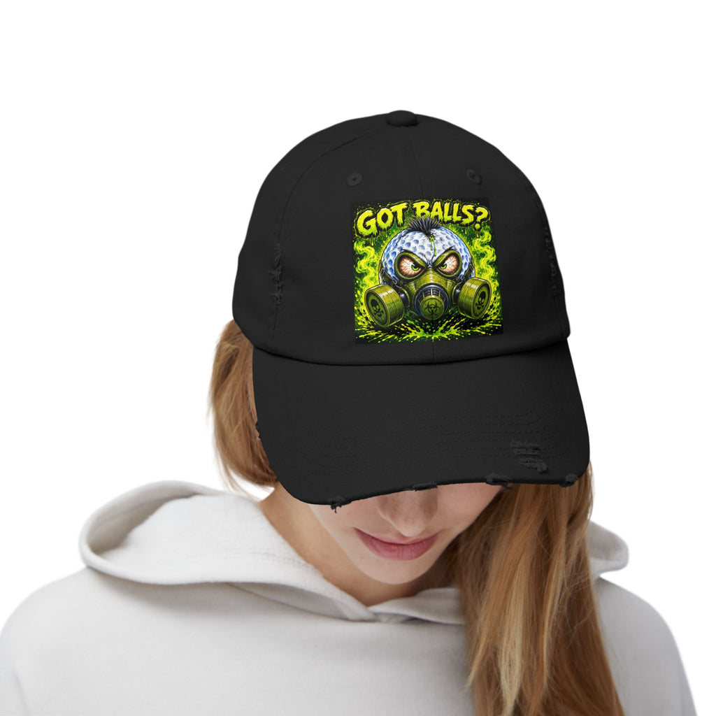 Gas Mask Golf Ball – Golf Madness Distressed Dad Hat