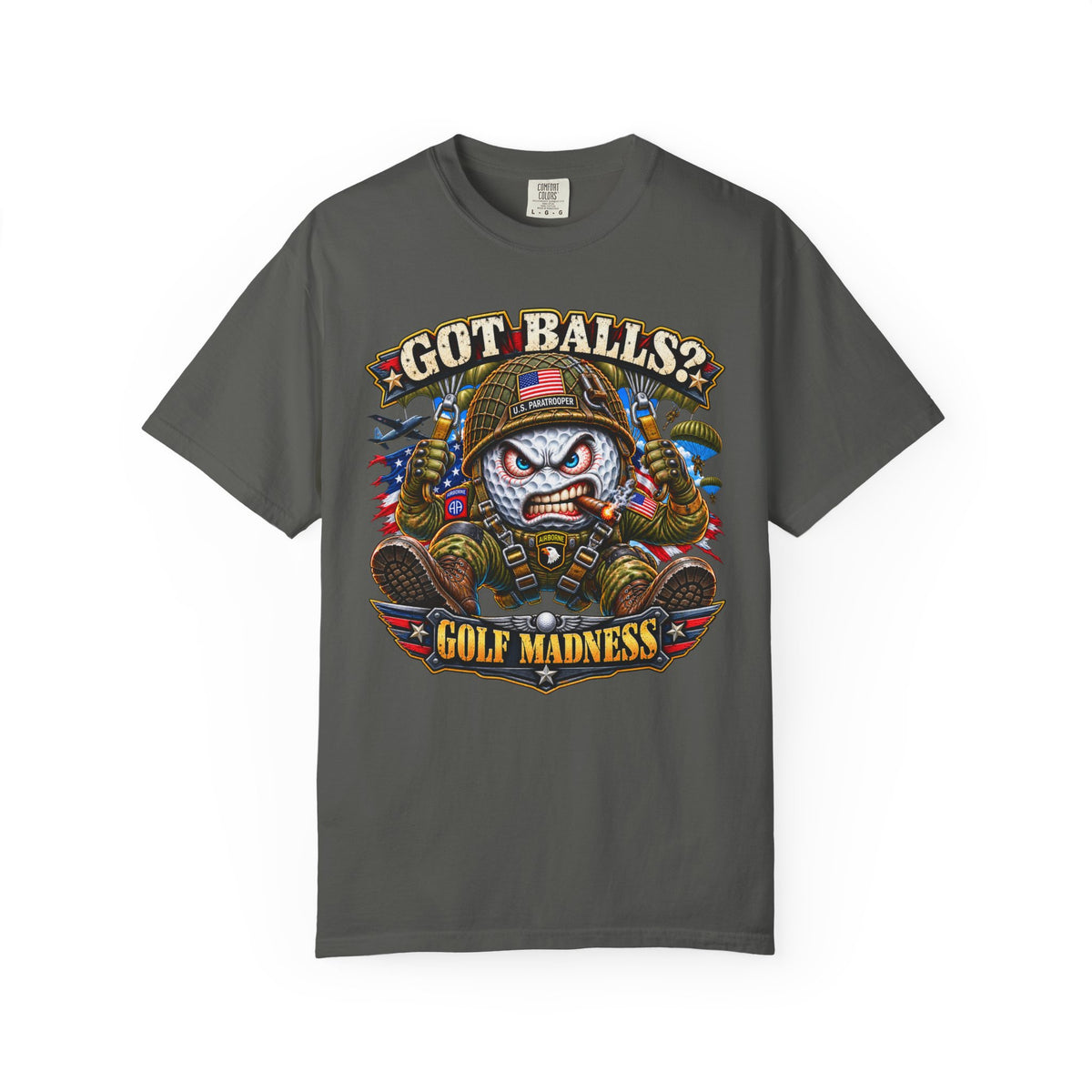 Golf Madness – Paratrooper Golf Ball T-Shirt 🪂