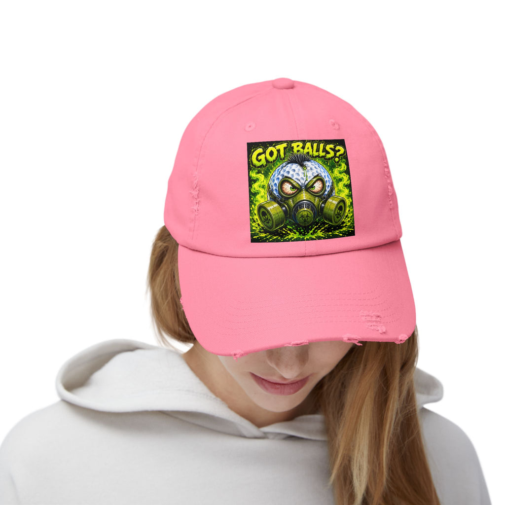 Gas Mask Golf Ball – Golf Madness Distressed Dad Hat