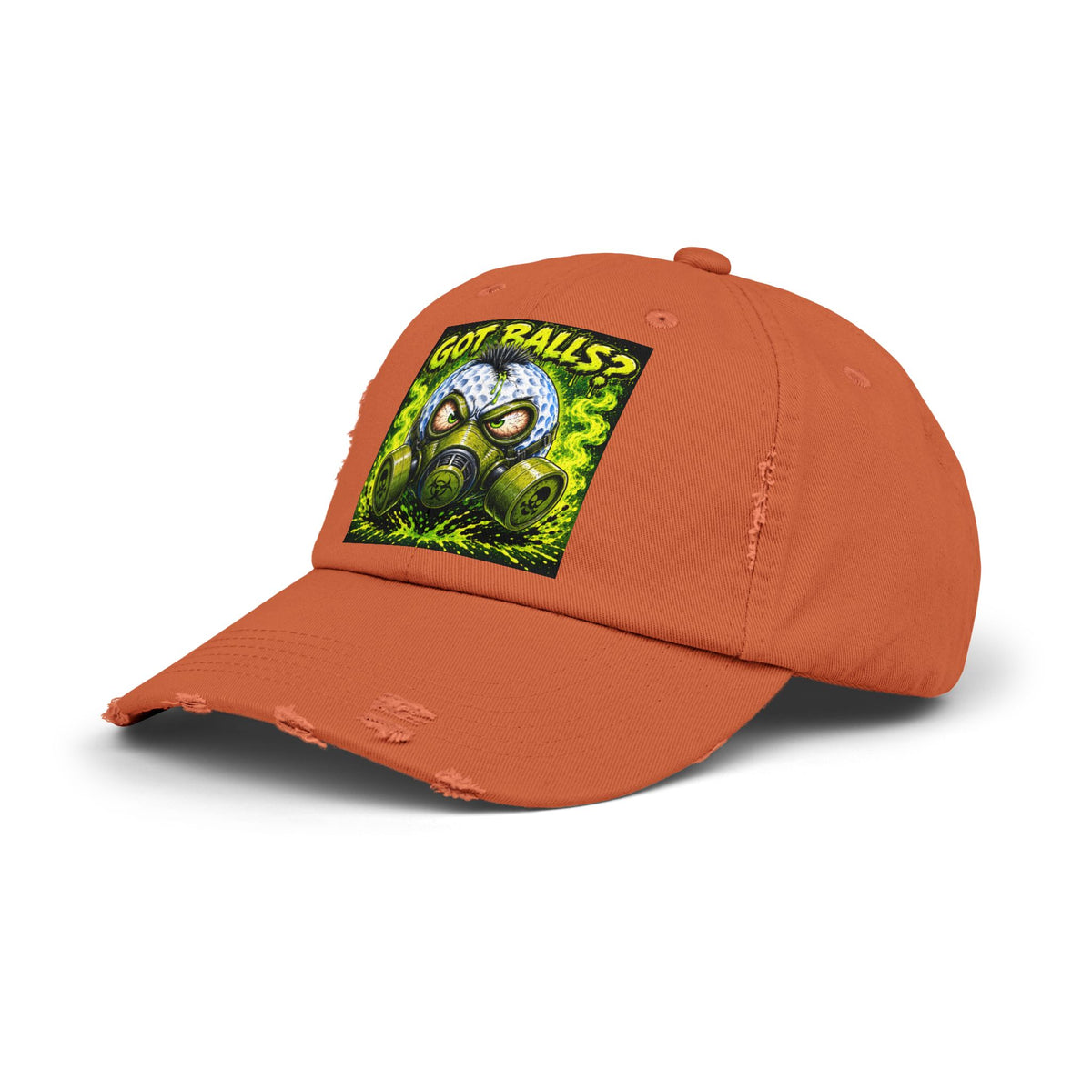 Gas Mask Golf Ball – Golf Madness Distressed Dad Hat