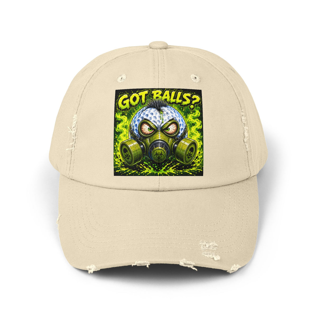 Gas Mask Golf Ball – Golf Madness Distressed Dad Hat