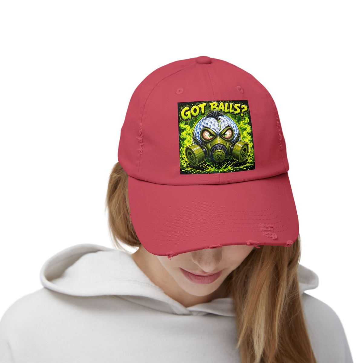 Gas Mask Golf Ball – Golf Madness Distressed Dad Hat