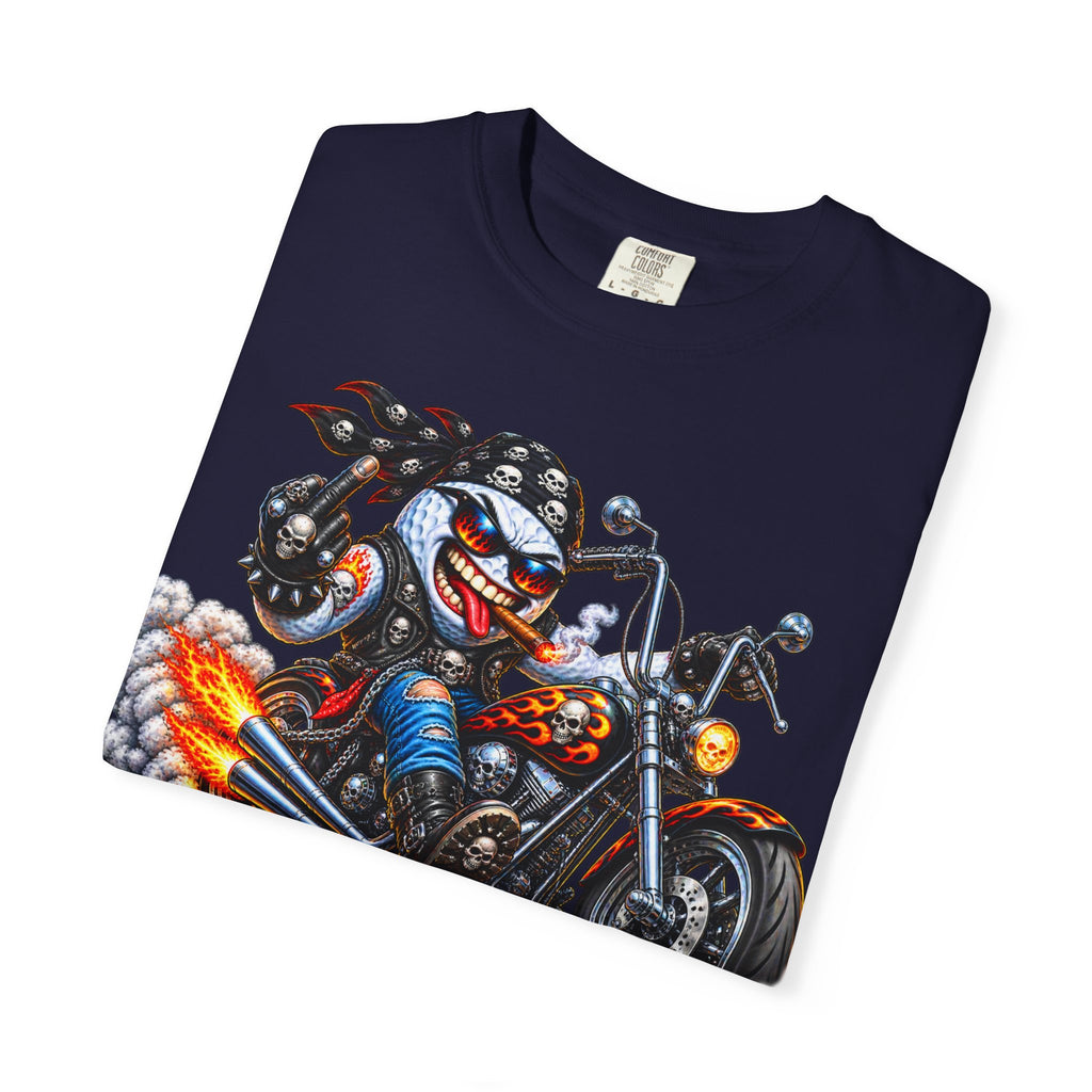 Golf Madness – Biker Golf Ball T-Shirt 🏍️