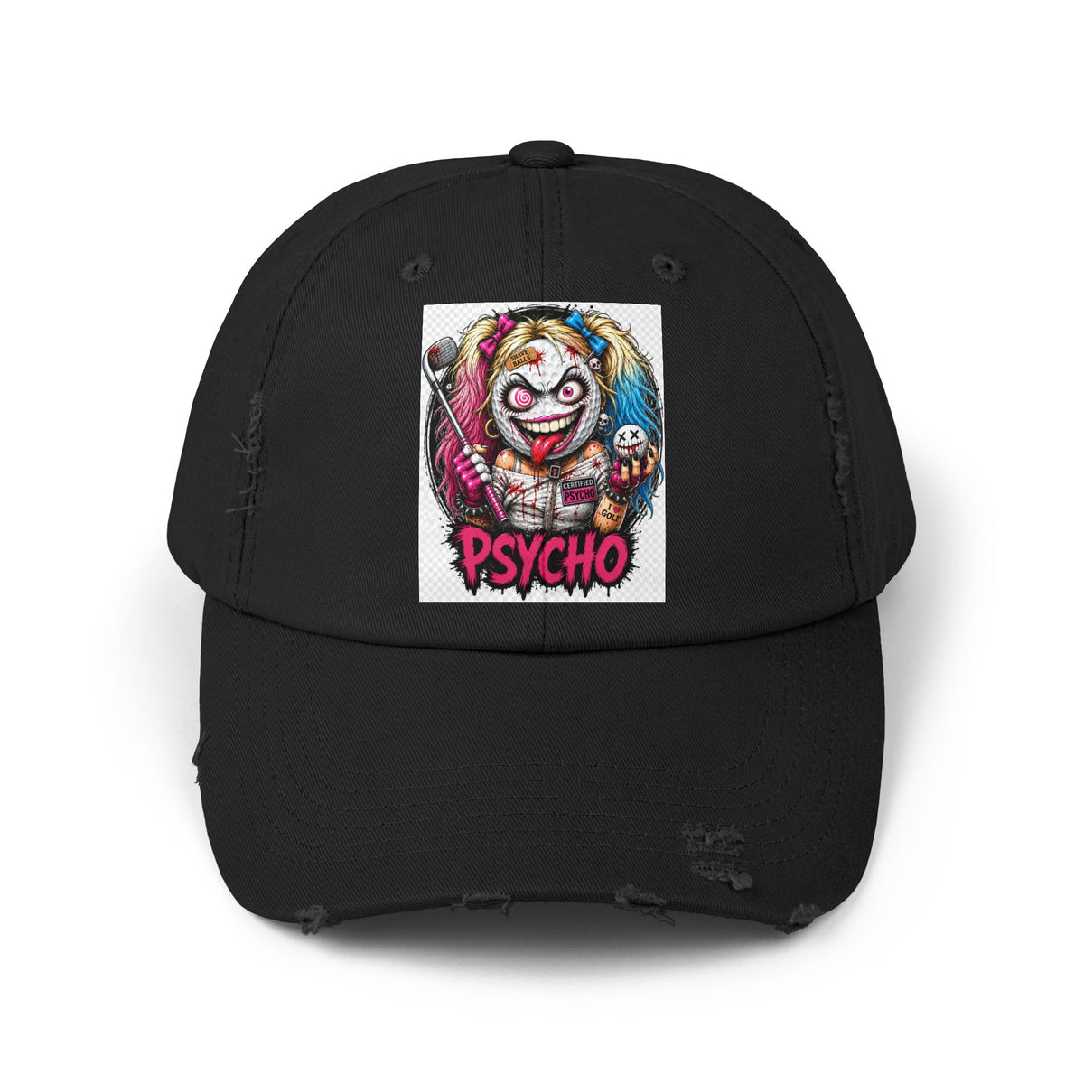 Psycho Girl Golf Ball #2 – Golf Madness Distressed Dad Hat