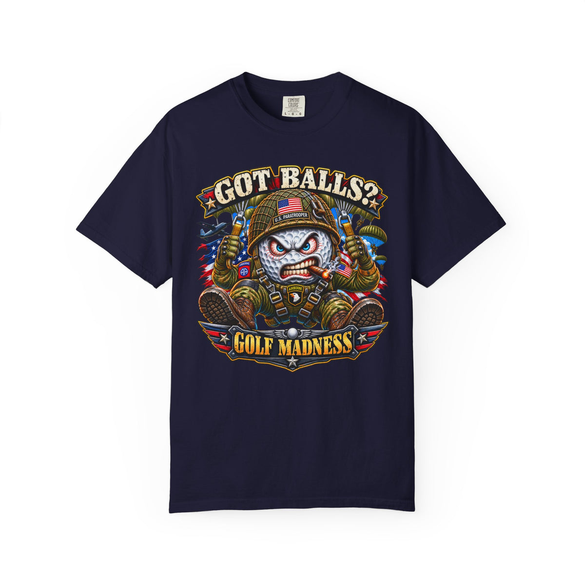 Golf Madness – Paratrooper Golf Ball T-Shirt 🪂