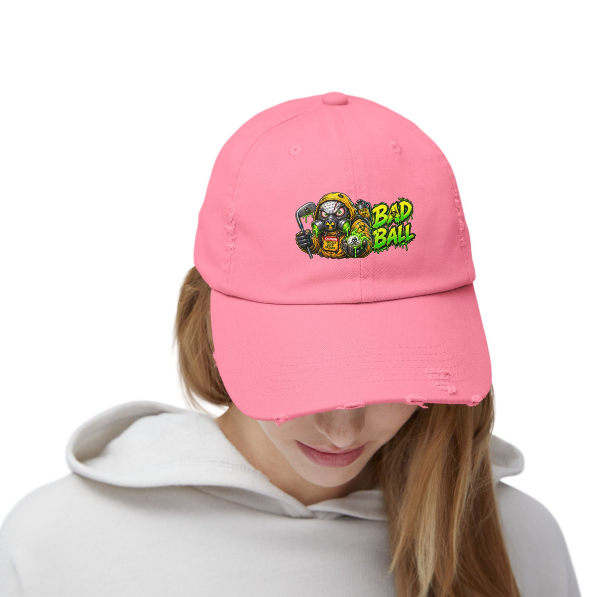 Radioactive Gas Mask Golf Ball – Golf Madness Distressed Dad Hat