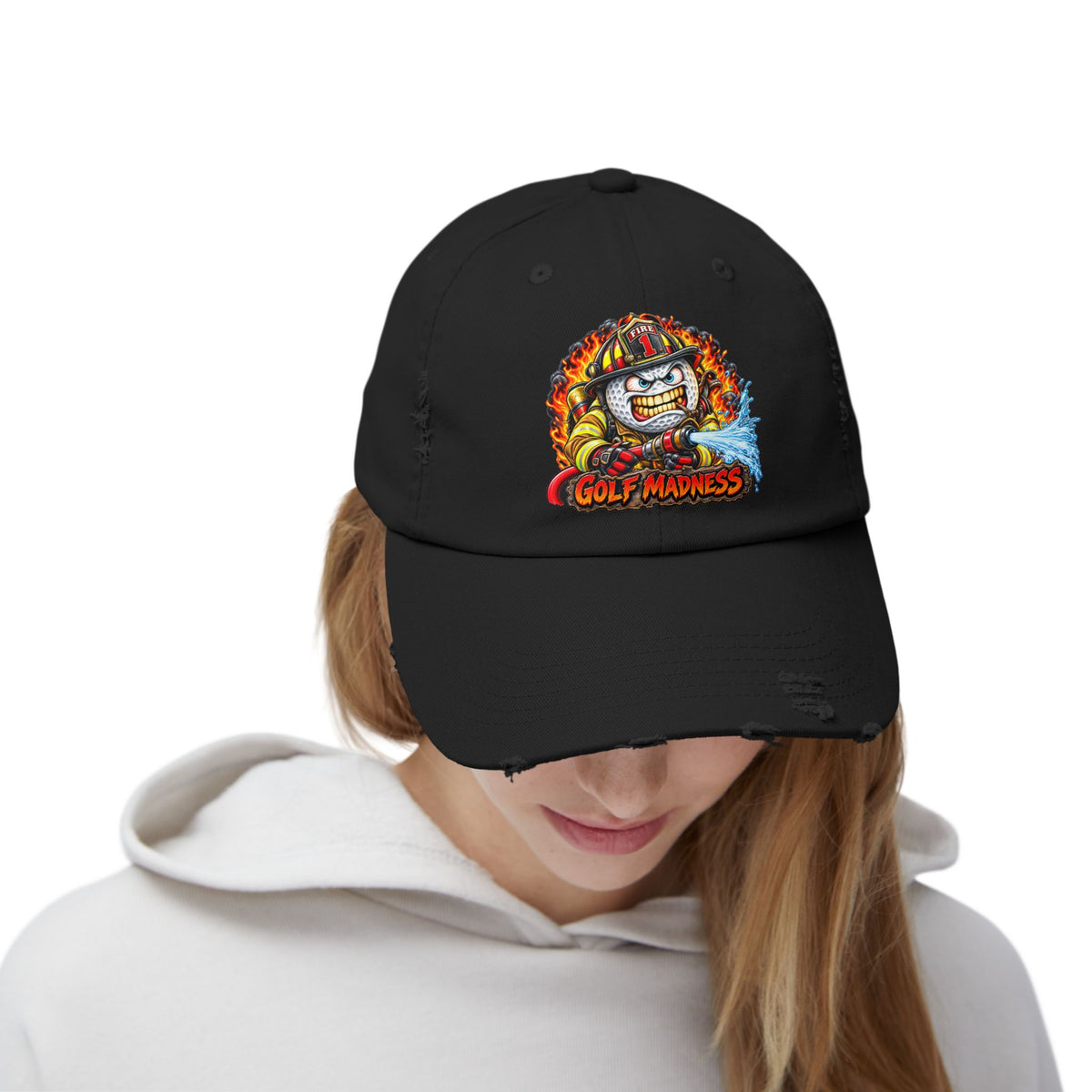 Firefighter Golf Ball – Golf Madness Distressed Dad Hat