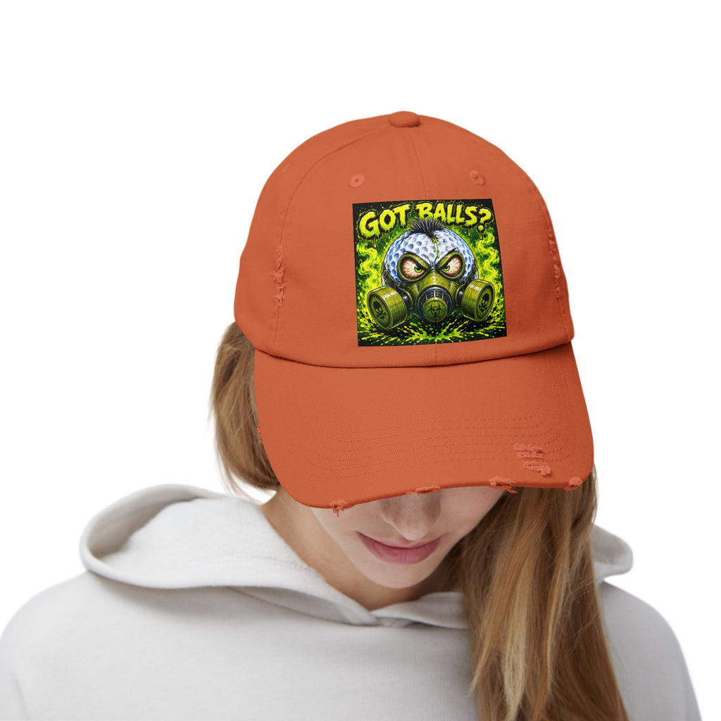 Gas Mask Golf Ball – Golf Madness Distressed Dad Hat