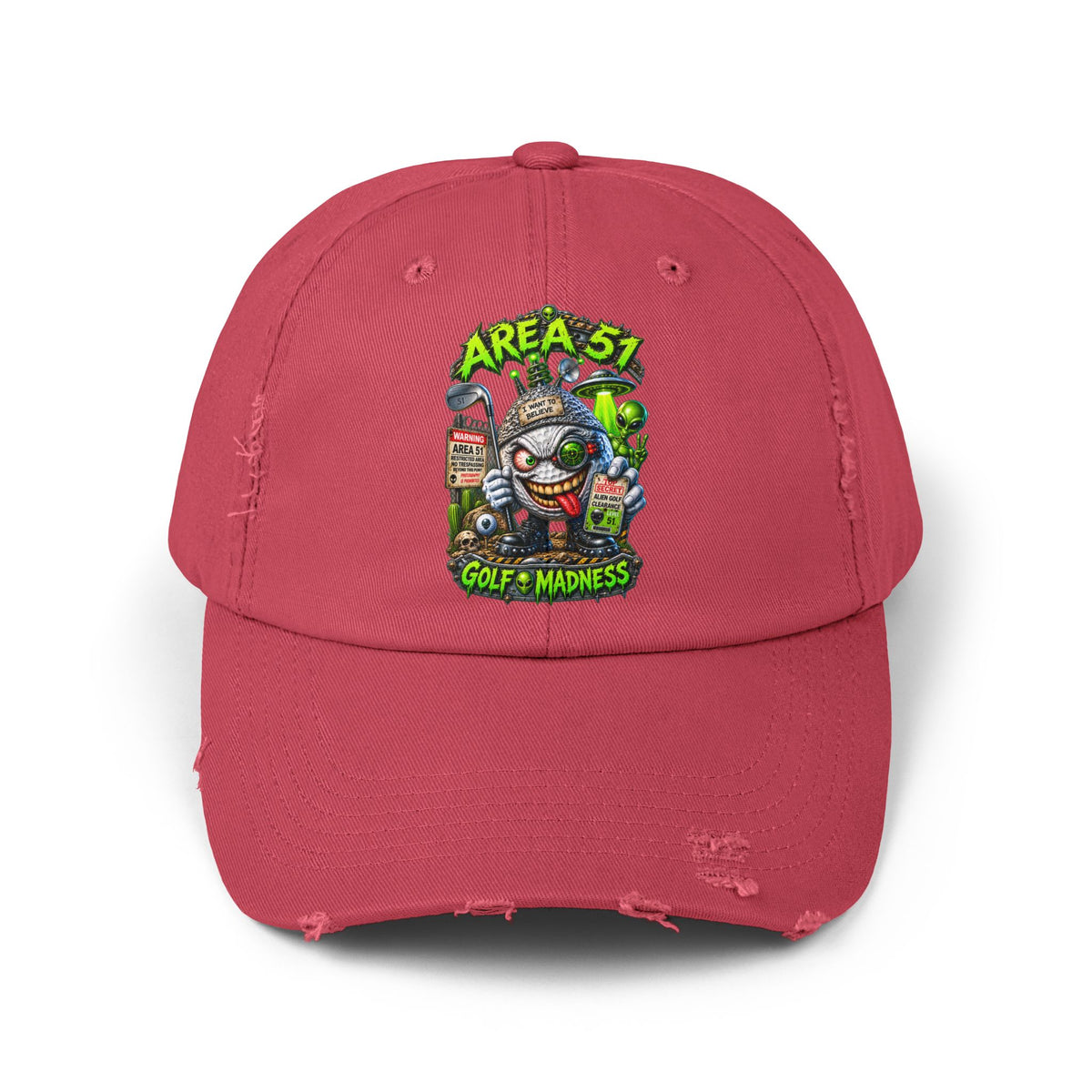Area 51 Golf Ball Vertical Edition – Golf Madness Distressed Dad Hat