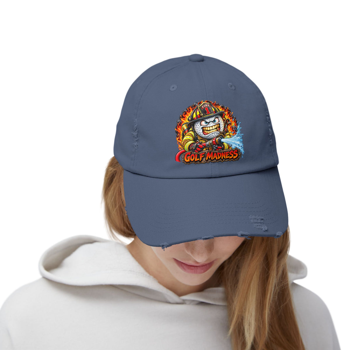 Firefighter Golf Ball – Golf Madness Distressed Dad Hat