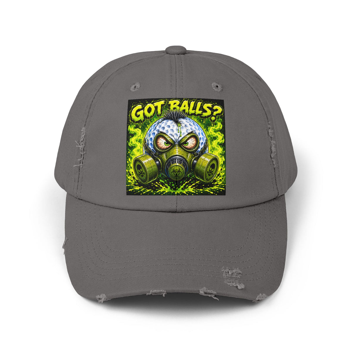 Gas Mask Golf Ball – Golf Madness Distressed Dad Hat