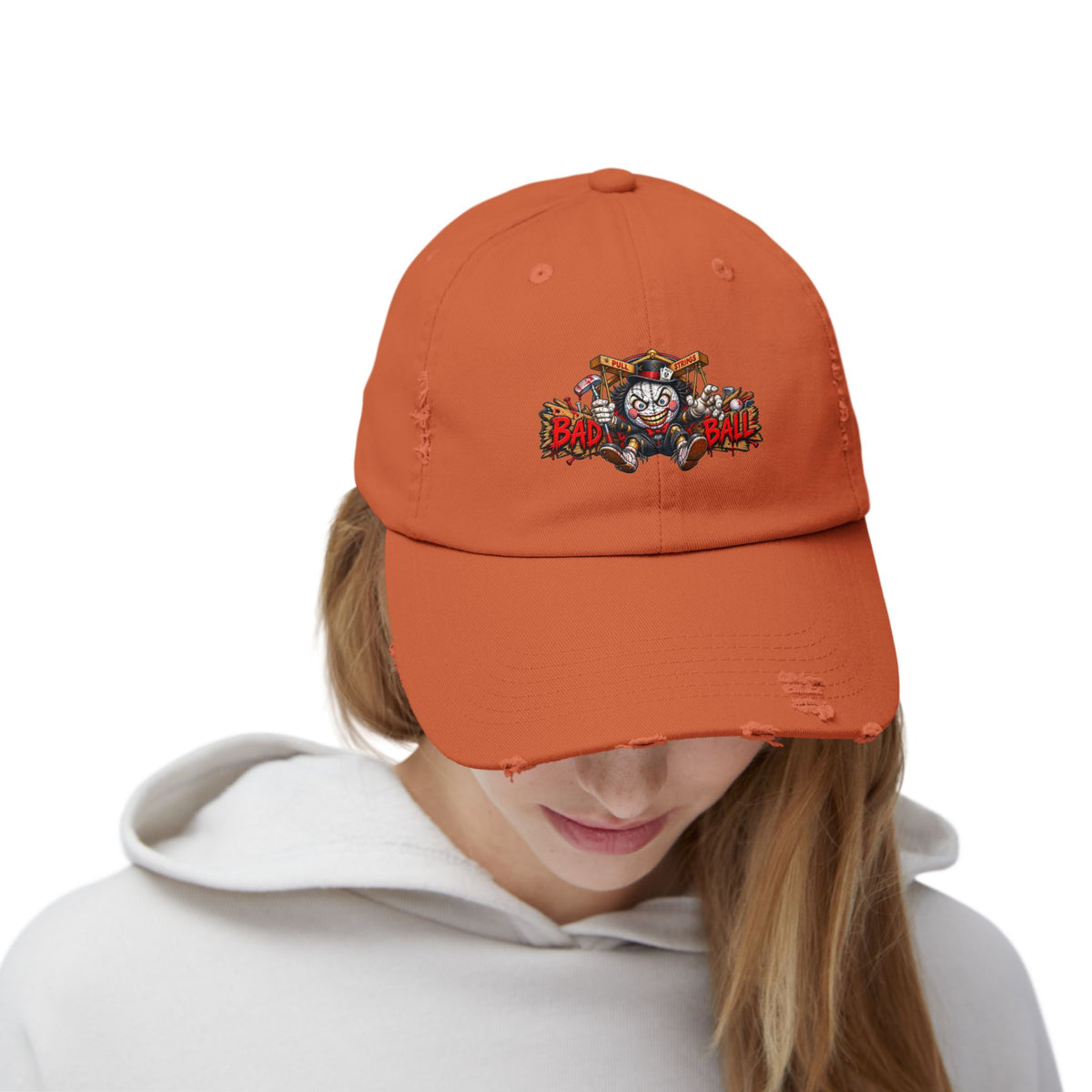 Psycho Puppet Golf Ball – Golf Madness Distressed Dad Hat