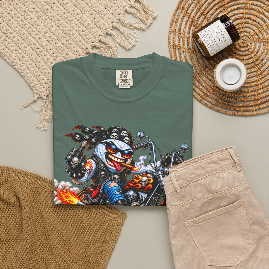 Golf Madness – Biker Golf Ball T-Shirt 🏍️