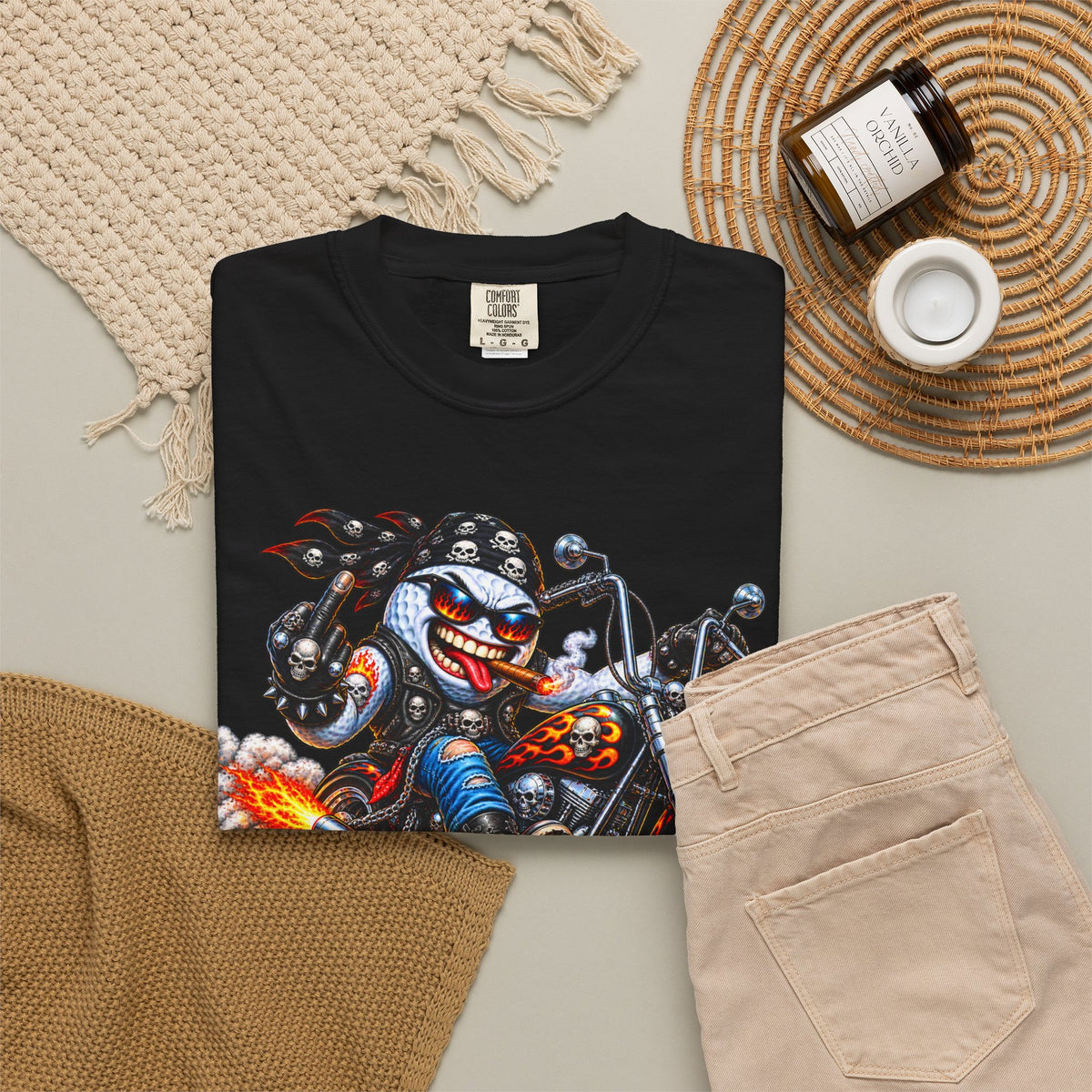 Golf Madness – Biker Golf Ball T-Shirt 🏍️
