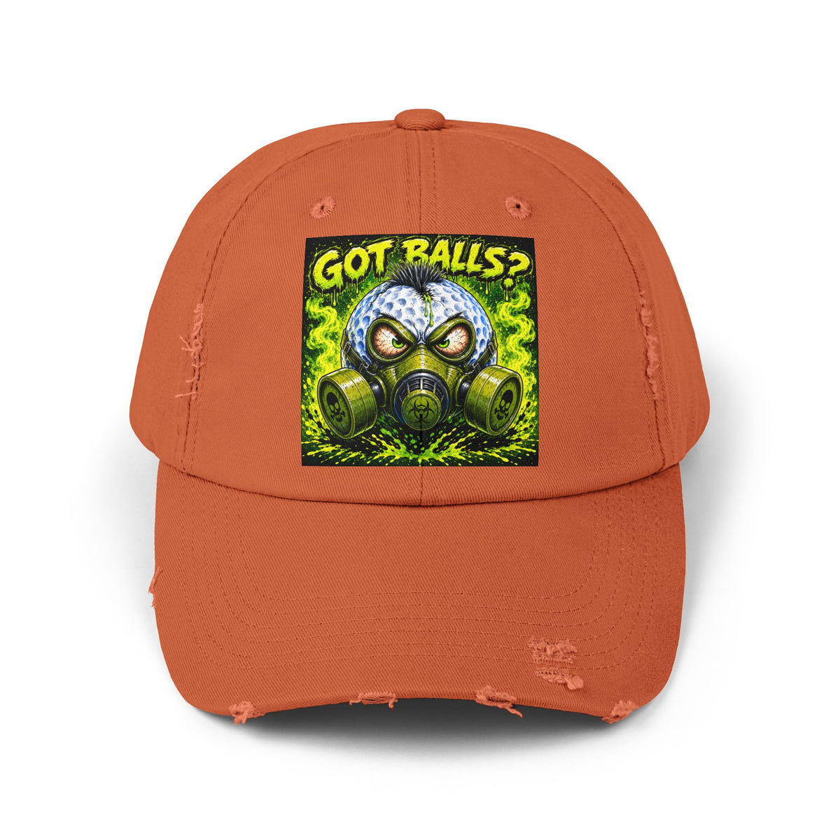 Gas Mask Golf Ball – Golf Madness Distressed Dad Hat